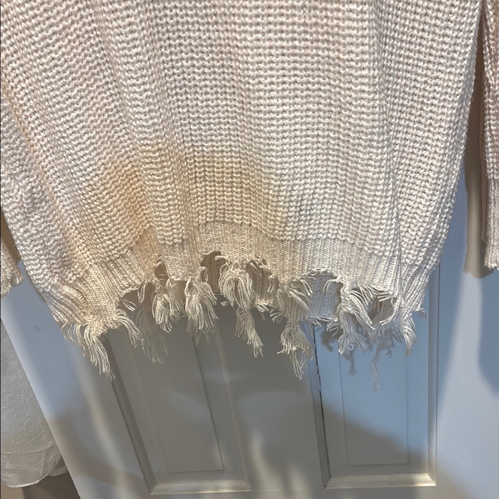 Cream Distressed Knit Sweater - Picture 5 of 6